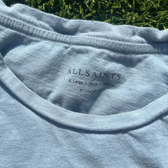 Men’s Allsaints Blue Tonic Crew Neck Slim Ramskull T-Shirt - Picture 4 of 4